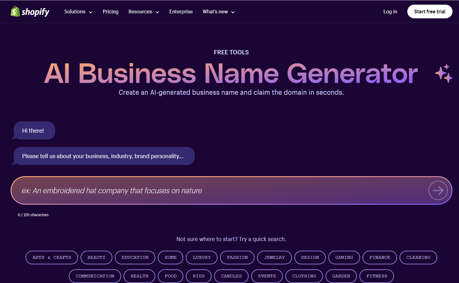 Shopify business name generator